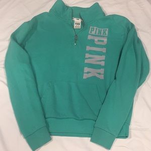 Victorias secret PINK green 1/2 zip sweatshirt